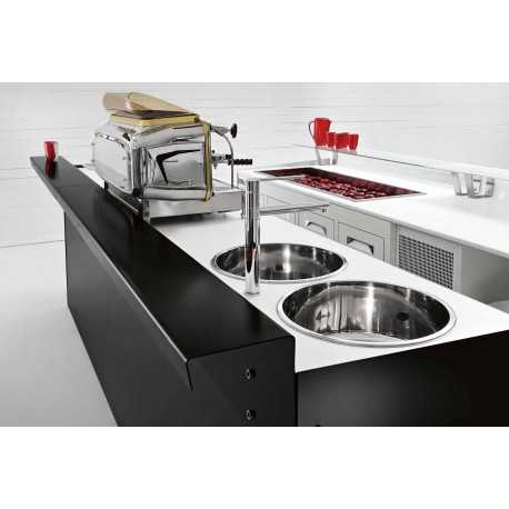 SCHIENALE IN NOBILITATO NERO CON MENSOLA - L 350 cm