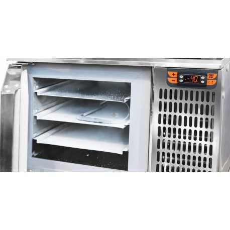 ABBATTITORE DI TEMPERATURA - CAPACITA' 3 TEGLIE GN 2/3- TEMPERATURA +3°/-40°-DIMENSIONI CM L65,8 X P63 X H42 ABBATTITORE DI TEMPERATURA - CAPACITA' 3 TEGLIE GN 2/3- TEMPERATURA +3°/-40°-DIMENSIONI CM L65,8 X P63 X H42