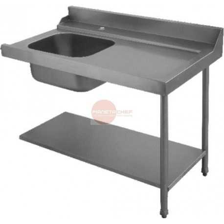 LAVELLO ENTRATA LAVASTOVIGLIE - VASCA 50x40xH25 - IN ACCIAIO INOX AISI 304 - DIMENSIONI CM L120 X P71,5 X H85