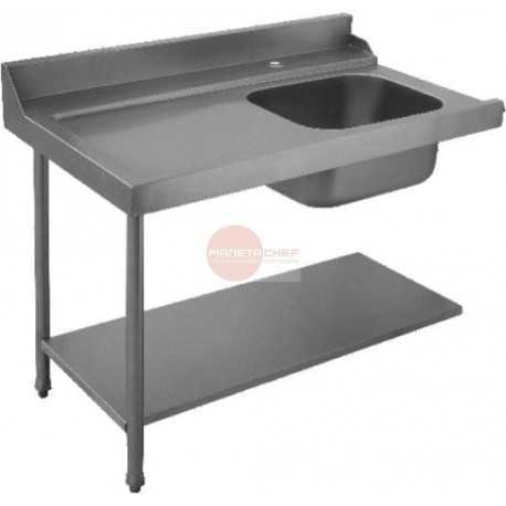 LAVELLO ENTRATA LAVASTOVIGLIE - VASCA 50x40xH25 - IN ACCIAIO INOX AISI 304 - DIMENSIONI CM L120 X P71,5 X H85