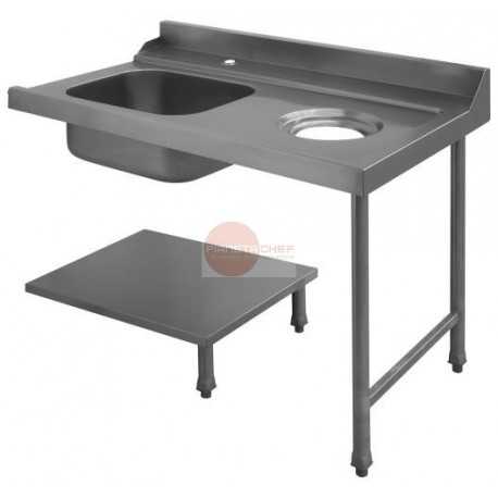 LAVELLO USCITA LAVASTOVIGLIE - VASCA 50x40xH25 - CON FORO SBARAZZO - DIMENSIONI CM L120 X P71,5 X H85