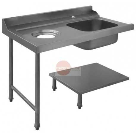LAVELLO INGRESSO LAVASTOVIGLIE - VASCA 50x40xH25 - CON FORO SBARAZZO - DIMENSIONI CM L120 X P71,5 X H85