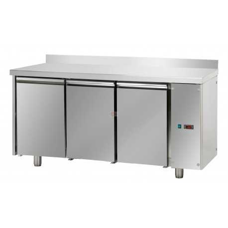 TAVOLO REFRIGERATO -PREDISPOSTO MOTORE REMOTO (NEGATIVO)- PIANO LISCIO+ALZATINA -CAPACITA' 460 LT-DIMENSIONI CM L165 X P71,5 X H95/102