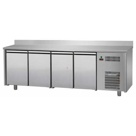TAVOLO REFRIGERATO - IN AISI 304 - PIANO LISCIO E ALZATINA- TEMPERATURA 0°/+10° - CAPACITA' 530 LT - DIMENSIONI CM L236XP60XH95/102