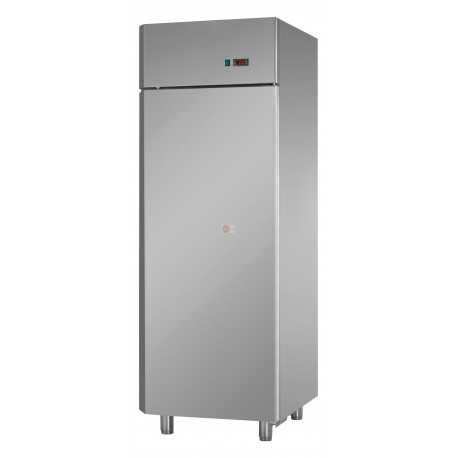 ARMADIO FRIGO - SENZA UNITA' FRIGORIFERA - PREDISPOSTO PER MOTORE REMOTO (OPTIONAL) A TEMPERATURA NORMALE - CAPACITA' 700 LITRI - INTERAMENTE IN ACCIAIO INOX AISI 304 - GASTRONORM GN 2/1 (650 X 530 mm) - 1 PORTA CHIUSURA AUTOMATICA - DIMENSIONI CM L71 X P80 X H 203/210