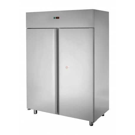 ARMADIO FRIGO - CON MOTORE REMOTO INCLUSO - DISTANZA MASSIMA 10 METRI - TEMPERATURA POSITIVA 0°/+10° - CAPACITA' 1400 LITRI - INTERAMENTE IN ACCIAIO INOX AISI 304 - GASTRONORM GN 2/1 (650 X 530 mm) - 2 PORTE CHIUSURA AUTOMATICA - DIMENSIONI CM L142 X P80 X H 203/210