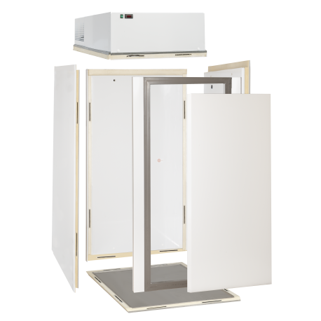 MINICELLA FRIGO IN LAMIERA PREVERNICIATA BIANCA - TEMPERATURA 0°/+10°- CAPACITA' 1400 LT-DIMENSIONI CM L100 X P100 X H212