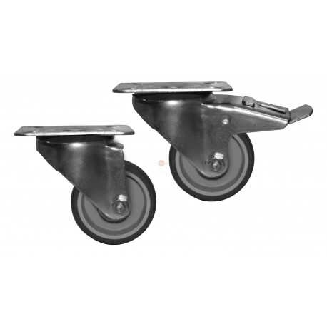 CARRELLO CON RUOTE Ø 80 mm (2 CON FRENO E 2 SENZA FRENO)