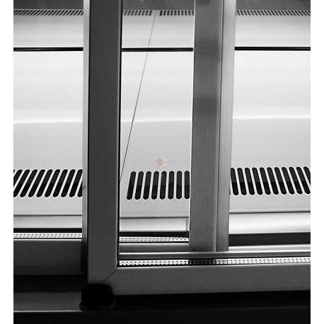 BANCO VETRINA PER ALIMENTI - SERVIZIO ASSISTITO - 3 MENSOLE IN VETRO - ILLUMINAZIONE INTERNA- VETRI FRONTALI APRIBILI-NORMA CE