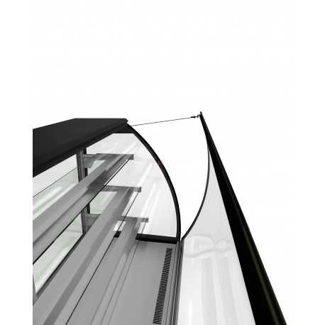 BANCO VETRINA PER ALIMENTI - SERVIZIO ASSISTITO - 3 MENSOLE IN VETRO - ILLUMINAZIONE INTERNA- VETRI FRONTALI APRIBILI-NORMA CE