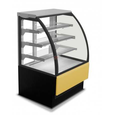 BANCO VETRINA PER ALIMENTI - SERVIZIO ASSISTITO - 3 MENSOLE IN VETRO - ILLUMINAZIONE INTERNA- VETRI FRONTALI APRIBILI-NORMA CE