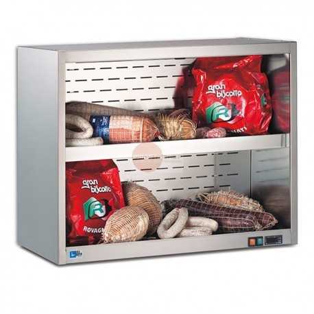 PENSILE REFRIGERATO - CON MOTORE REMOTO INCLUSO - DISTANZA MAX 5 mt - STRUTTURA IN ACCIAIO INOX AISI 304 - RIPIANI ILLUMINATI - TENDA NOTTE DI SERIE - STAFFE DA MURO IN DOTAZIONE - QUADRO ELETTRONICO COMPLETO DI TERMOSTATO - TEMPERATURA +4°/+8° - REFRIGERAZIONE STATICA - SBRINAMENTO AUTOMATICO - DIMENSIONI CM L 150 X P 50 X H 80