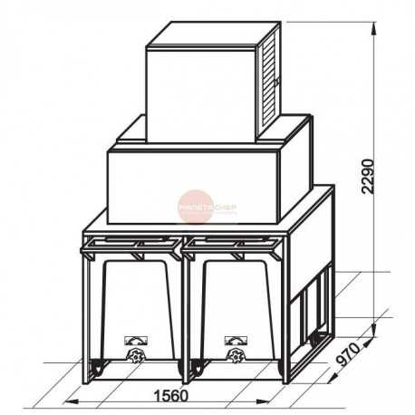 CONTENITORE GHIACCIO-CAPACITA' CARRELLI 108 KGx2 - DIMENSIONI CM L156xP97xH148,4