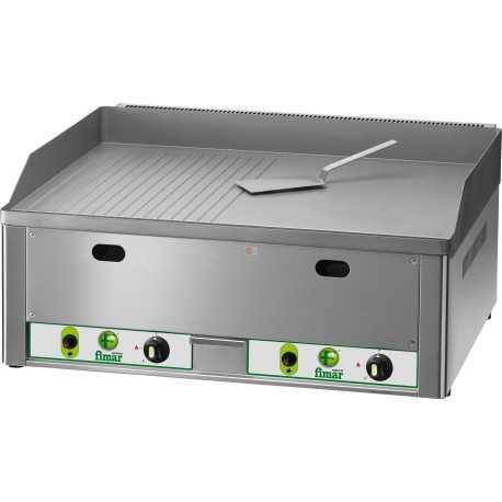 FRY TOP A GAS DA BANCO - PIASTRA 1/2 LISCIA 1/2 RIGATA-POTENZA 8 KW - DIMENSIONI CM L 66,5 X P 60 X H 30