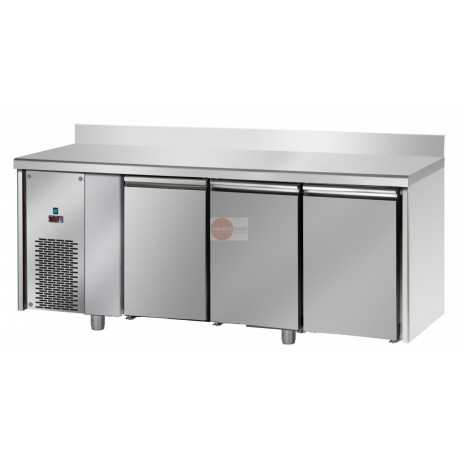 TAVOLO REFRIGERATO CON ALZATINA - IN ACCIAIO INOX AISI 304 -MOTORE A SX- TEMP. -18°/-22°-CAPACITA' 460 LT -DIMEN. CM L187 X P71,5 X H95/102