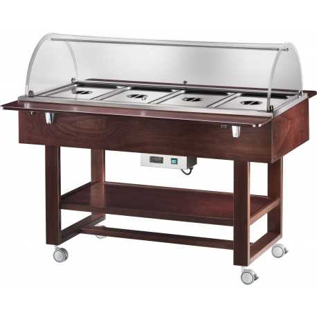 ESPOSITORE CALDO - BAGNOMARIA - STRUTTURA IN LEGNO - TEMPERATURA +30°/+90°- CAPACITA' 4 X GN 1/1-DIMENSIONI CM L148 X P82 X H125