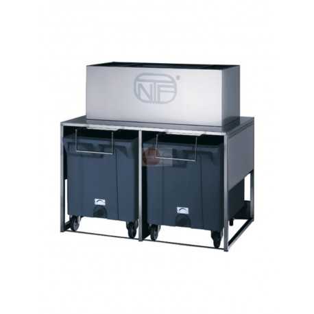 CONTENITORE IN ACCIAIO INOX AISI 304 - CAPACITA' 108+108 KG - RISERVA 50 KG - DIMENSIONI L 1560 x P 1060 x H 1484 mm