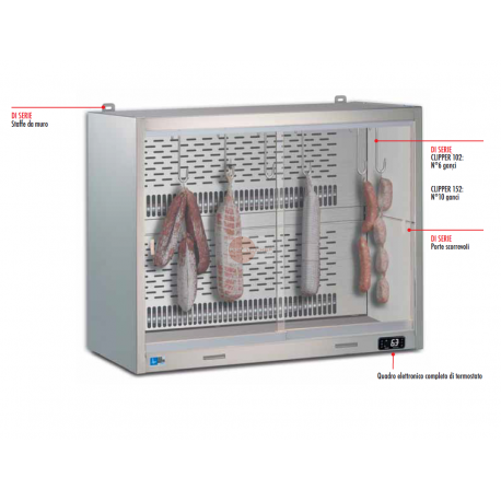PENSILE REFRIGERATO - CON MOTORE REMOTO INCLUSO - COSTRUZIONE IN ACCIAIO INOX - CON ANTINE SCORREVOLI - 6 GANCI IN DOTAZIONE - TEMPERATURA +4°/+8° - ILLUMINAZIONE LED - DIMENSIONI CM L 100 x P 50 x H 80