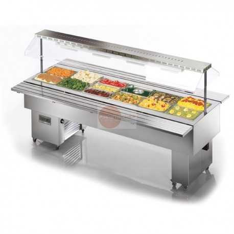 ISOLA BUFFET BAGNOMARIA - STRUTTURA IN ACCIAIO INOX AISI 304 - IDEALE PER BACINELLE GASTRONORM - ILLUMINAZIONE LAMPADE RISCALDANTI AD INFRAROSSI - CENTRALINA SOFT/TOUCH - CAPPA MOTORIZZATA - TEMPERATURA +30°/+90°