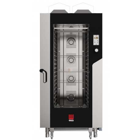 FORNO A GAS COMBINATO CONVEZIONE - CON VAPORE DIRETTO - CAPACITA' 20 TEGLIE GN 1/1 - COMANDI TOUCH SCREEN