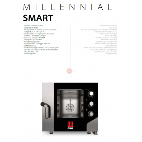 FORNO ELETTRICO COMBINATO CONVEZIONE - CON VAPORE DIRETTO - CAPACITA' 4 TEGLIE 60 x 40 - COMANDI ELETTROMECCANICI