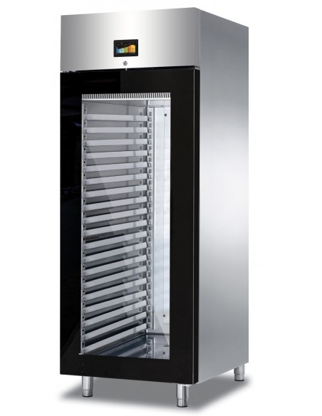 ARMADIO FERMALIEVITAZIONE - FERMALIEVITA - CON PORTA IN VETRO - CAPACITA' 40 TEGLIE 60 X 40 OPPURE 20 TEGLIE 60 X 80 - TEMPERATURA -10°/+40°- UMIDITA' 55/95% - STRUTTURA INTERAMENTE IN ACCIAIO INOX AISI 304 - DIMENSIONI CM L 79 X P 100 X H 207- CON UMIDIFICATORE