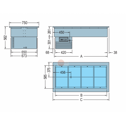 VASCA DA INCASSO DROPIN REFRIGERATO...