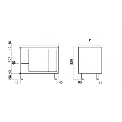 TAVOLO ARMADIATO IN ACCIAIO INOX