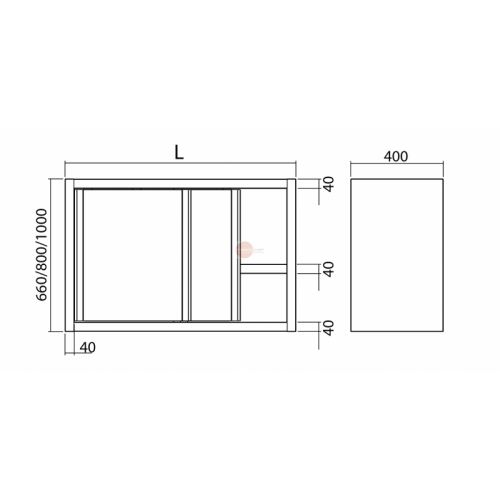 PENSILE INOX ARMADIATO CON 1 RIPIANO