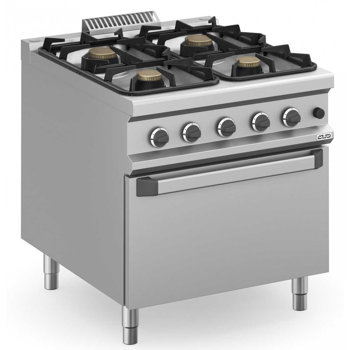 Cucina professionale a gas 4 fuochi forno a gas profondità 650 mm - mod.  CCF65/70