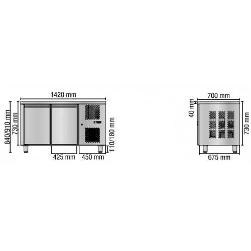 TAVOLO REFRIGERATO 2 PORTE -...