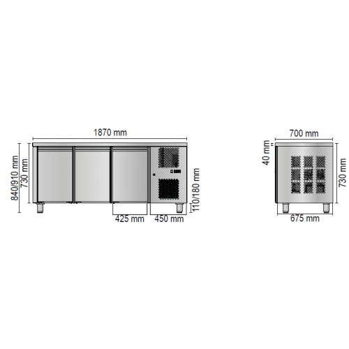 TAVOLO REFRIGERATO LAVELLO A SX 3...