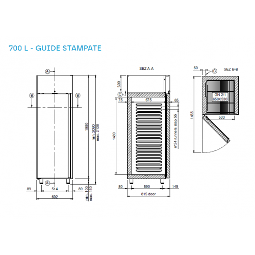 ARMADIO FRIGO PROFESSIONALE 700...